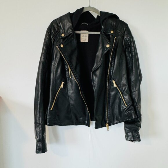 Free People Harriet Vegan Leather Hooded Moto Jacket - XL - Picture 3 of 12